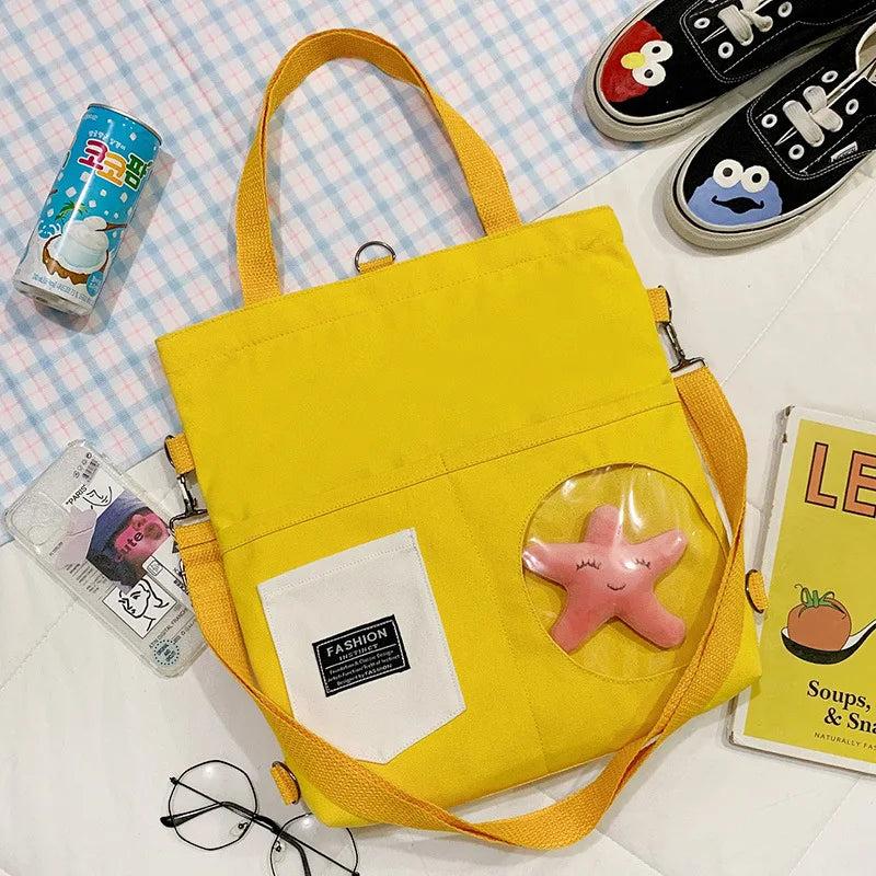 Korea Japan Women Backpack Canvas Bag Female Transparent Belt Starfish