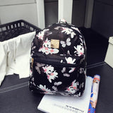 Butterfly Flower Girls Backpack Floral Pattern PU Leather Leisure Backpack