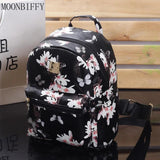 Butterfly Flower Girls Backpack Floral Pattern PU Leather Leisure Backpack