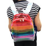 Clear Waterproof Kids Backpack Rainbow Striped Stylish School Daypack