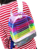 Clear Waterproof Kids Backpack Rainbow Striped Stylish School Daypack