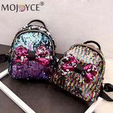 Mini Sequin Backpack Bowknot Zipper Handbag Travel Shining Teen Shoulder Bag