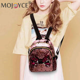 Mini Sequin Backpack Bowknot Zipper Handbag Travel Shining Teen Shoulder Bag