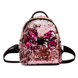 Mini Sequin Backpack Bowknot Zipper Handbag Travel Shining Teen Shoulder Bag