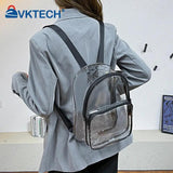 Female Transparent Portable Backpack PVC Clear Waterproof Student School Bag