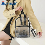 Female Transparent Portable Backpack PVC Clear Waterproof Student School Bag