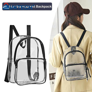 Female Transparent Portable Backpack PVC Clear Waterproof Student School Bag
