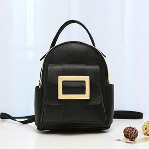 Women Solid Leather Blocking Backpack Shoulder Bag Small Backpacks for Girls