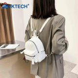 Solid Women PU Leather Backpack School Travel Bags Daily Bag