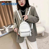 Solid Women PU Leather Backpack School Travel Bags Daily Bag