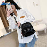 Solid Women PU Leather Backpack School Travel Bags Daily Bag