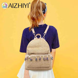 Straw Women Backpack Tassel Beach Shoulder Schoolbag Rucksack Mini Backpack