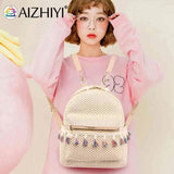 Straw Women Backpack Tassel Beach Shoulder Schoolbag Rucksack Mini Backpack