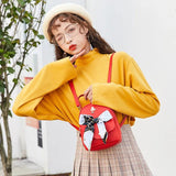 Silk Scarf Small Backpack Girls Crossbody Shoulder Bag