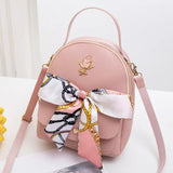 Silk Scarf Small Backpack Girls Crossbody Shoulder Bag