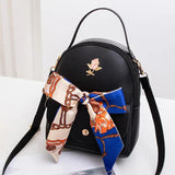 Silk Scarf Small Backpack Girls Crossbody Shoulder Bag
