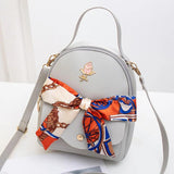 Silk Scarf Small Backpack Girls Crossbody Shoulder Bag