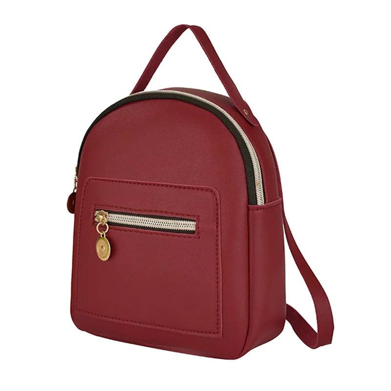 Mini Soft Leather Backpack Women Shoulder Bag For Teenage Girl