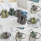 Novelty Straw Bag Woven Backpacks Panelled Striped Vintage Knitted Bag Rucksacks