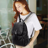 Women's PU Leather Backpack School Bag Waterproof Travel Shoulder Bag