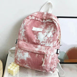 Women Nylon Tie Dye Backpack Classical School Bag For Teenage Girl
