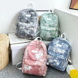 Women Nylon Tie Dye Backpack Classical School Bag For Teenage Girl