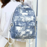 Women Nylon Tie Dye Backpack Classical School Bag For Teenage Girl