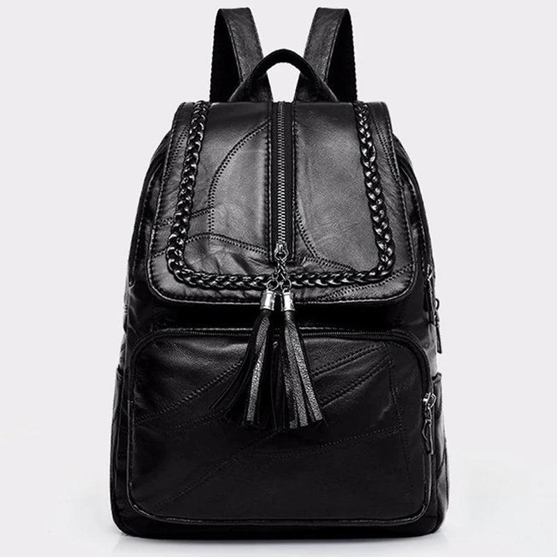 European American Fringed Solid Backpack Women Travel Birthday Gift