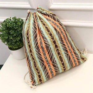 Ethnic Style Printed Lady Bundle Mouth Backpack