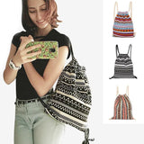 Ethnic Style Printed Lady Bundle Mouth Backpack