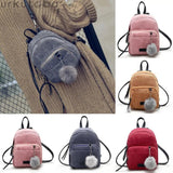 Corduroy Small School Backpack for Women Teens Girls