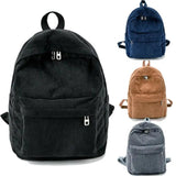 Women Corduroy School Backpack Tote Shoulder Travel Bag