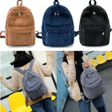 Women Corduroy School Backpack Tote Shoulder Travel Bag