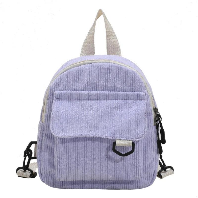 Corduroy Mini Backpack Small Casual Student Bookbag Travel Backpacks