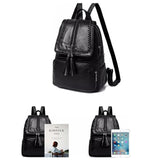 Women Leather Backpack School Bag - Waterproof Travel Shoulder Bag