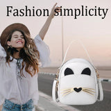 Cat Cartoon Leather Backpack Wear-resistant Crossbody Bag