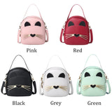 Cat Cartoon Leather Backpack Wear-resistant Crossbody Bag