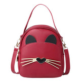 Cat Cartoon Leather Backpack Wear-resistant Crossbody Bag