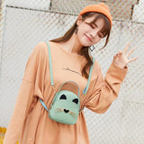 Cat Cartoon Leather Backpack Wear-resistant Crossbody Bag