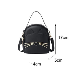 Cat Cartoon Leather Backpack Wear-resistant Crossbody Bag
