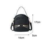 Cat Cartoon Leather Backpack Wear-resistant Crossbody Bag