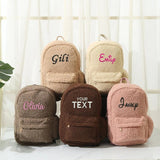 Personalised Embroidery Lamb Fleece Backpack for Children and Women