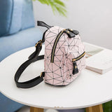 Geometric Pattern Mini Backpack PU Leather Shoulder School Rucksack