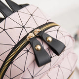 Geometric Pattern Mini Backpack PU Leather Shoulder School Rucksack