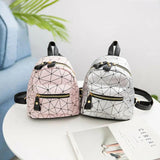 Geometric Pattern Mini Backpack PU Leather Shoulder School Rucksack