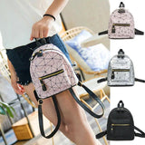Geometric Pattern Mini Backpack PU Leather Shoulder School Rucksack