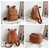 Fuzzy Rabbit Backpack Plush Bag with Bunny Ears Zipper