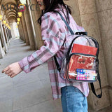 Transparent PVC Backpack Women School Bags Shoulder Knapsacks