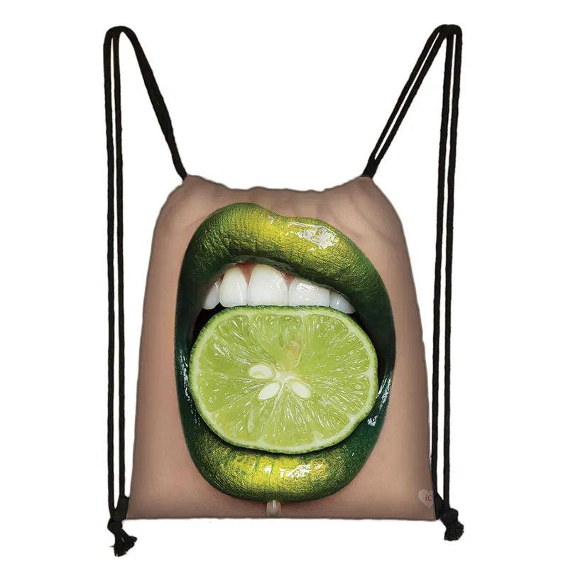 Avocado Lemon Drawstring Bag Women Softback Rucksack Ladies Storage Backpack