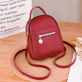 Mini Backpack Women Solid Waterproof Zipper Bag Female Small Vintage School-bags